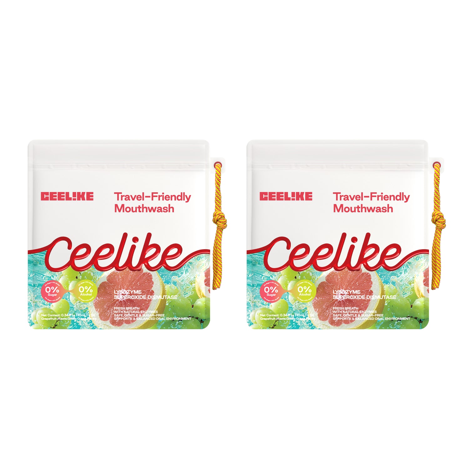 CEELIKE Travel-Friendly Mouthwash Sticks – Yuzu &amp; Green Grape Flavor