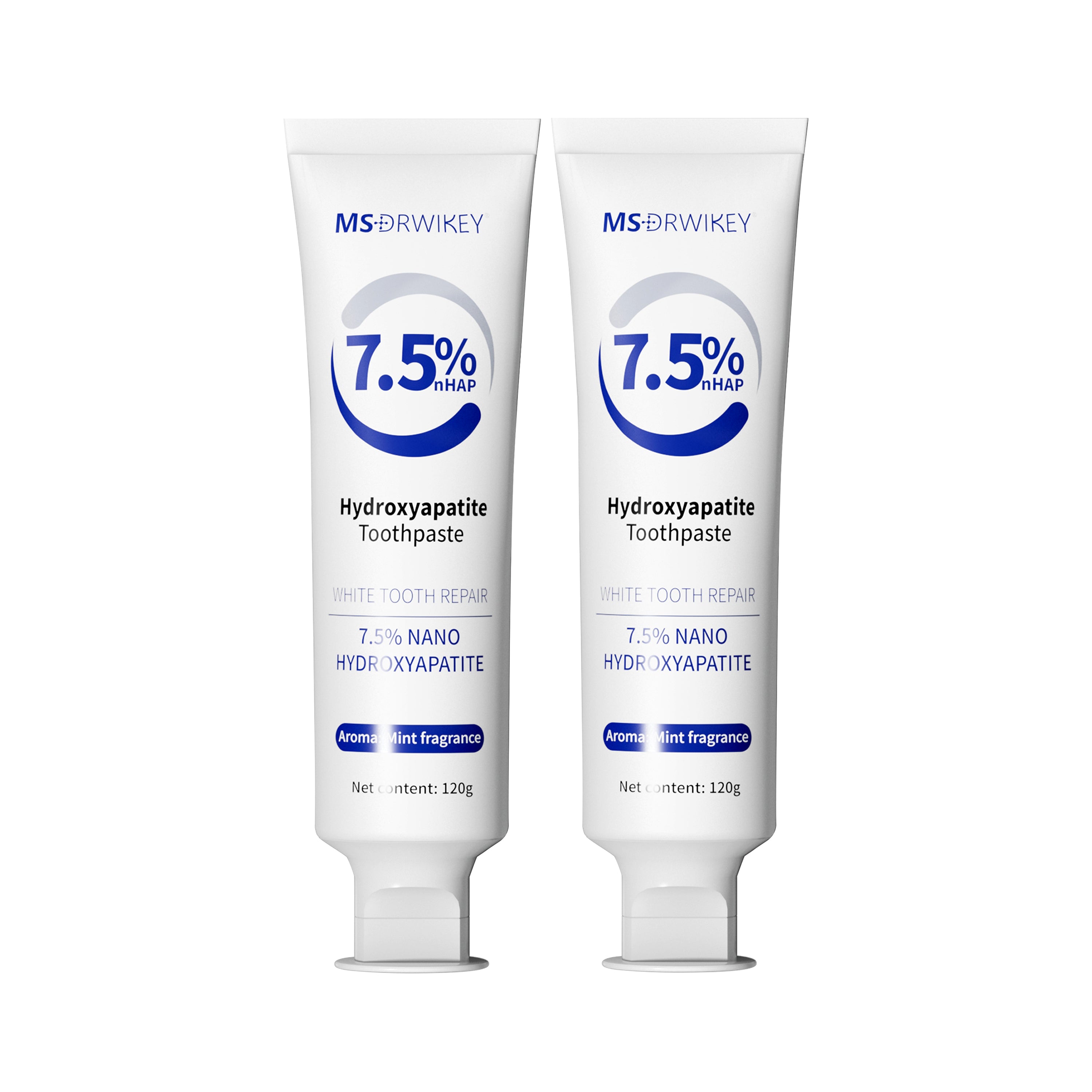 MSDRWIKEY Hydroxyapatite Toothpaste 2-pack, provides advanced enamel protection, gentle and effective formula, fluoride-free toothpaste, suitable for sensitive teeth