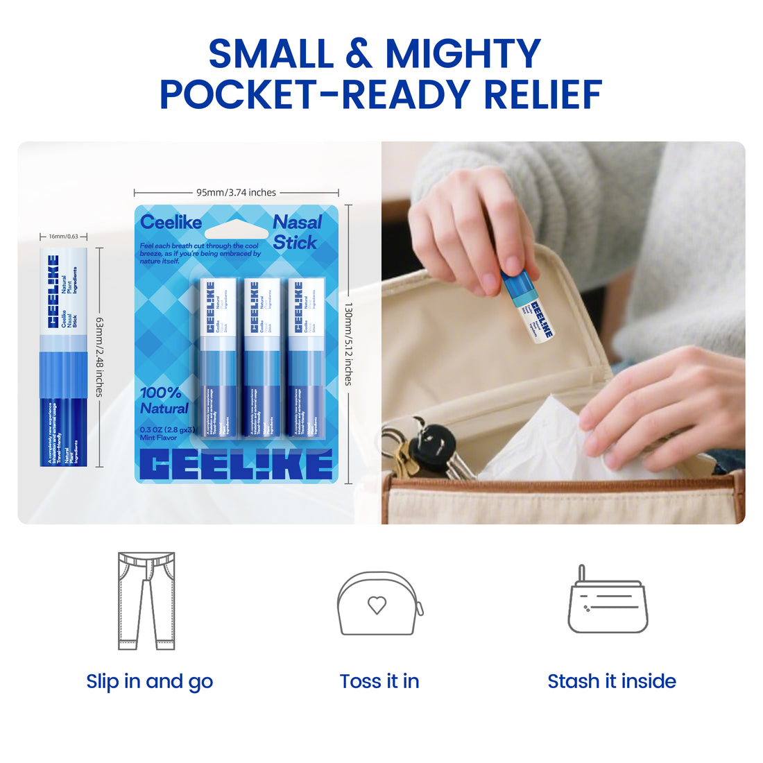 CEELIKE Peppermint Nasal Stick – Cool, Crisp, Instant Refresh