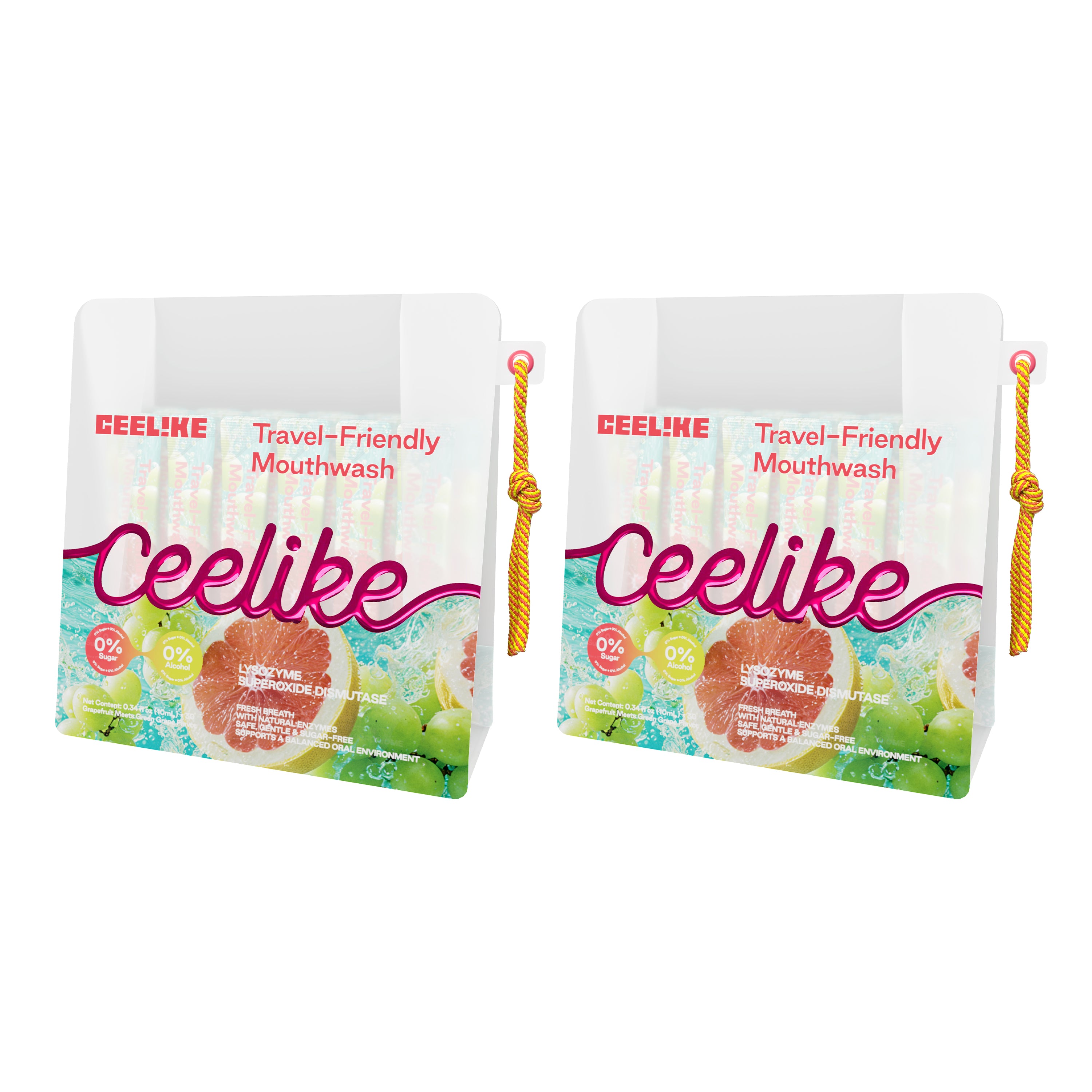 CEELIKE Travel-Friendly Mouthwash Sticks – Yuzu &amp; Green Grape Flavor