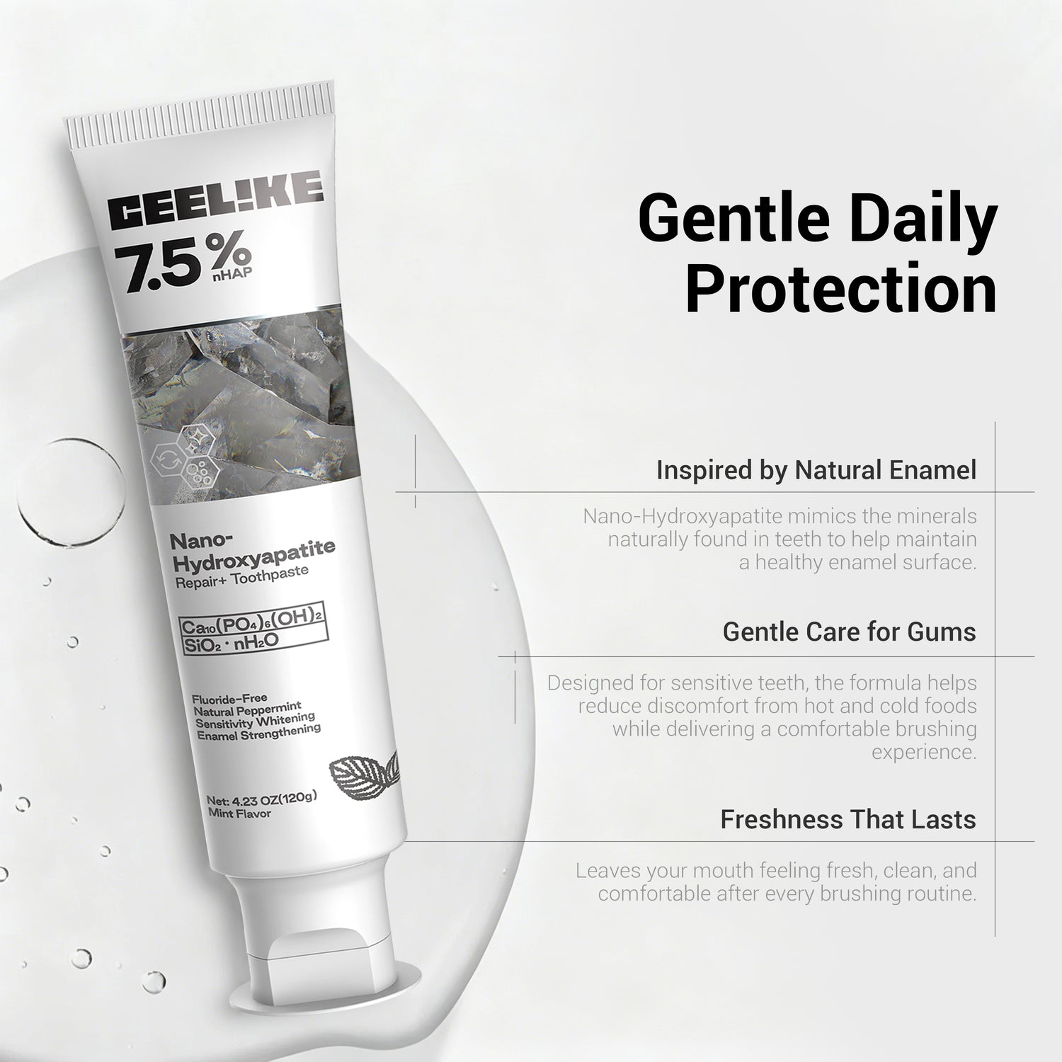CEELIKE Hydroxyapatite Toothpaste, Repair and Protect Toothpaste, 4.23oz