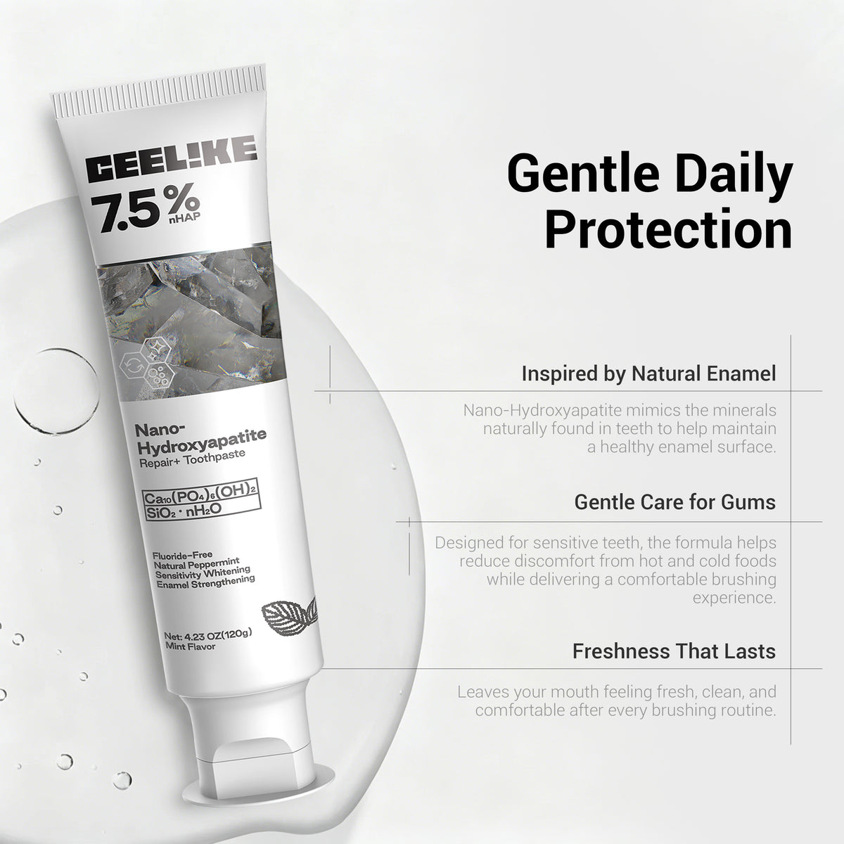 CEELIKE Hydroxyapatite Toothpaste, Repair and Protect Toothpaste, 4.23oz