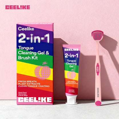 CEELIKE 2-in-1 Tongue Cleaning Gel &amp; Brush Kit