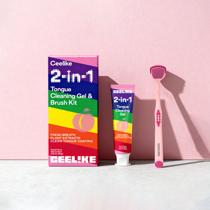 CEELIKE 2-in-1 Tongue Cleaning Gel &amp; Brush Kit