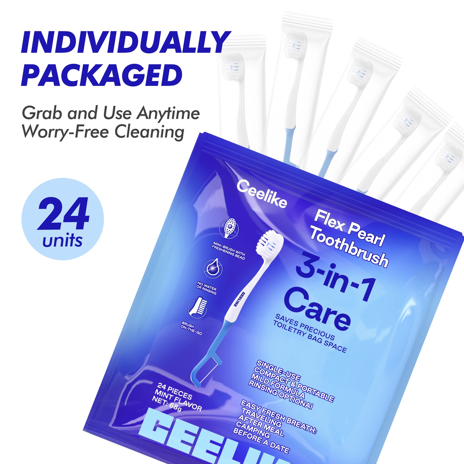 CEELIKE 3-in-1 Pearl Toothbrush — Portable Fresh-Clean Brush