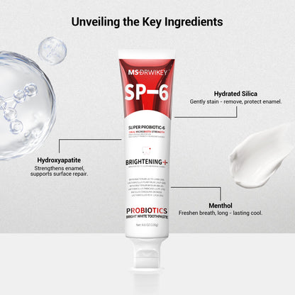 MSDRWIKEY SP-6 Whitening Toothpaste 3-pack – 6 kinds of probiotics, deep cleaning, whitening teeth, daily and travel oral care products