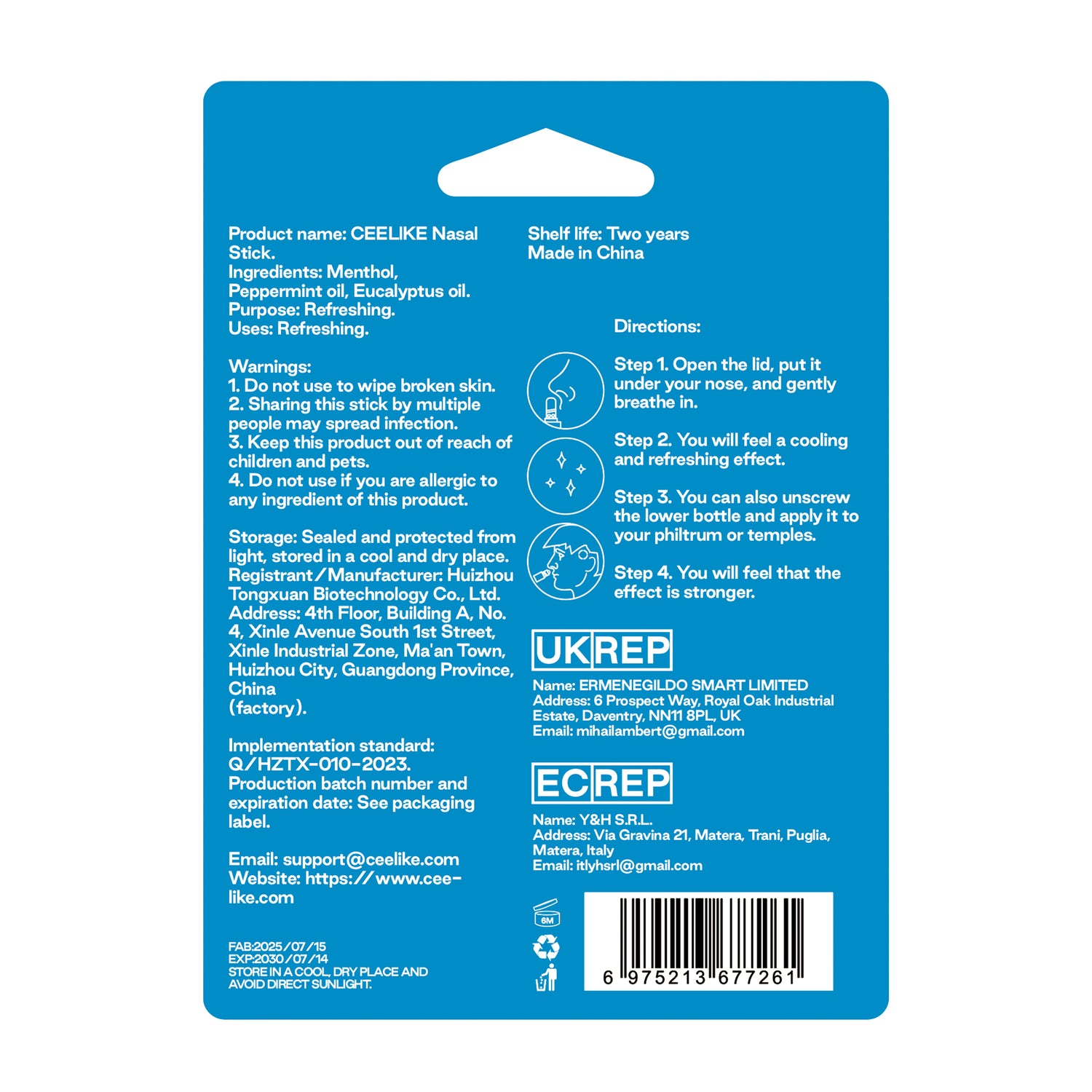 CEELIKE Peppermint Nasal Stick – Cool, Crisp, Instant Refresh