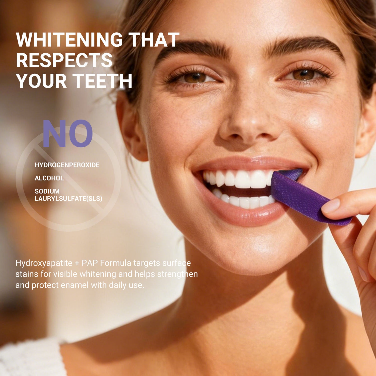 CEELIKE Hydroxyapatite Whitening Strips. Smooth. Clean. Visibly Refreshed.