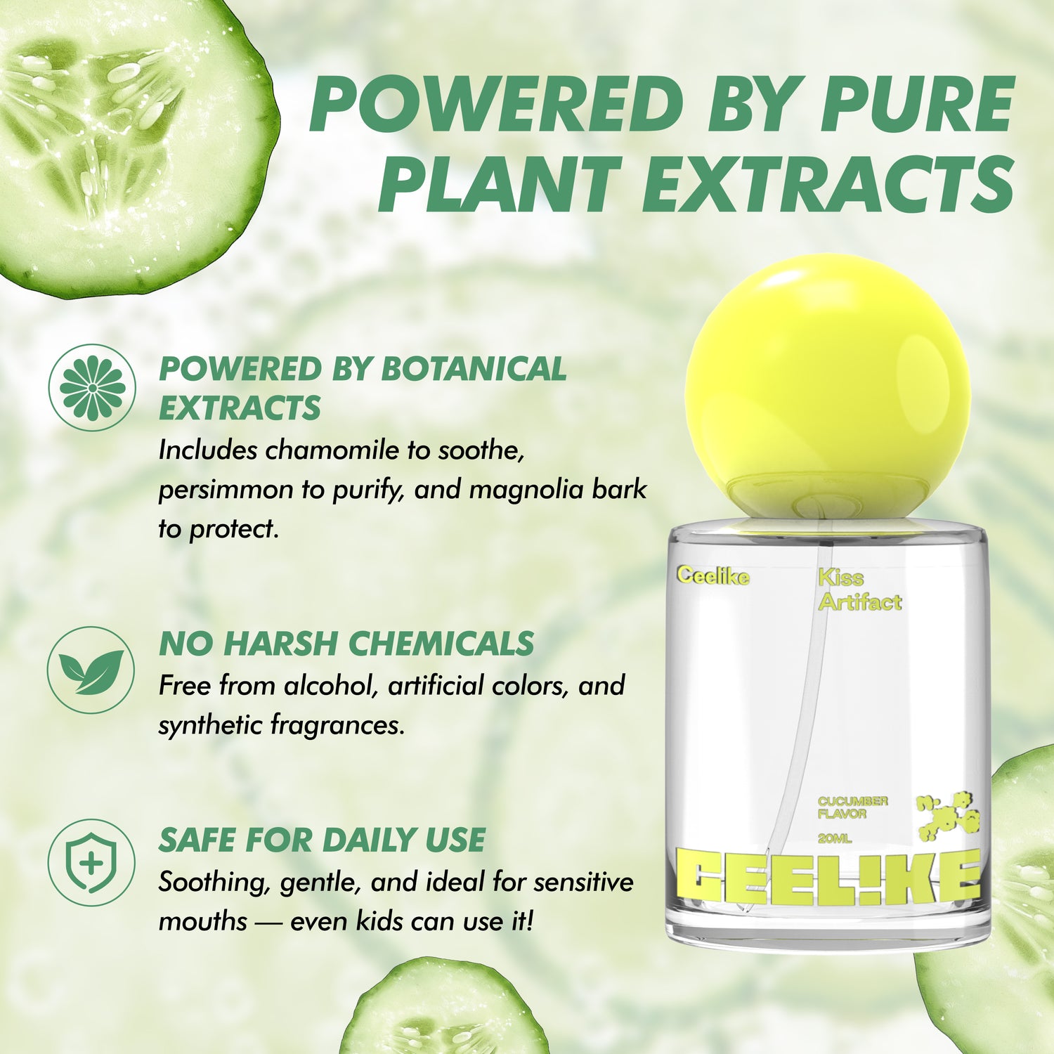 CEELIKE — Cucumber Probiotic Mist 20ml. Crisp. Cool. Confident.