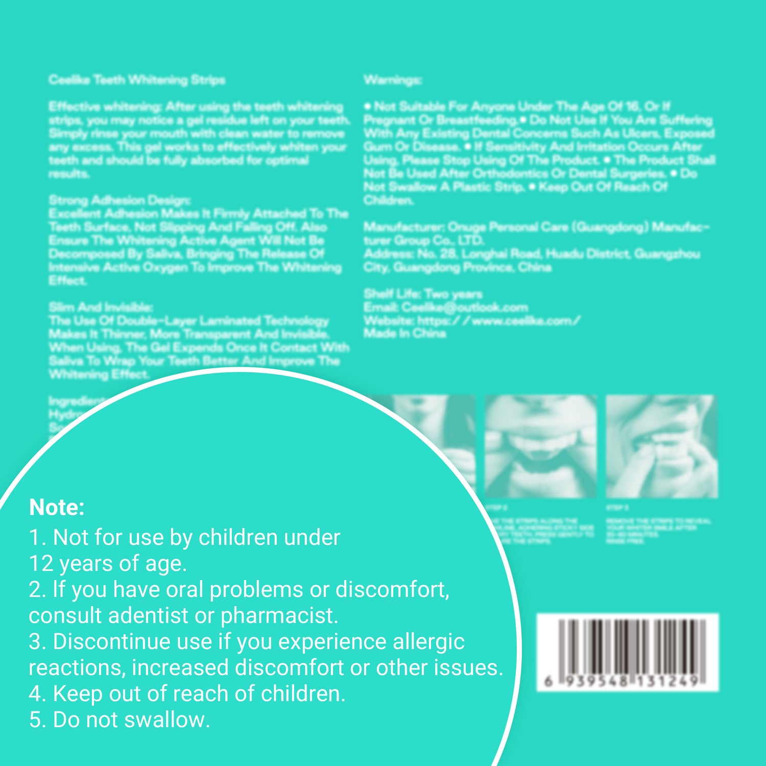 Tiras blanqueadoras dentales profesionales CEELIKE: brillo rápido y duradero para una sonrisa segura