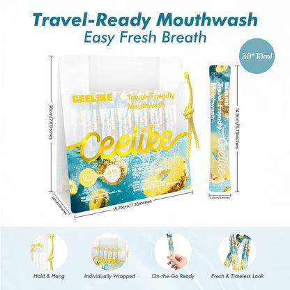 CEELIKE Portable Mouthwash – Tropical Pineapple Flavor (30 Packs)