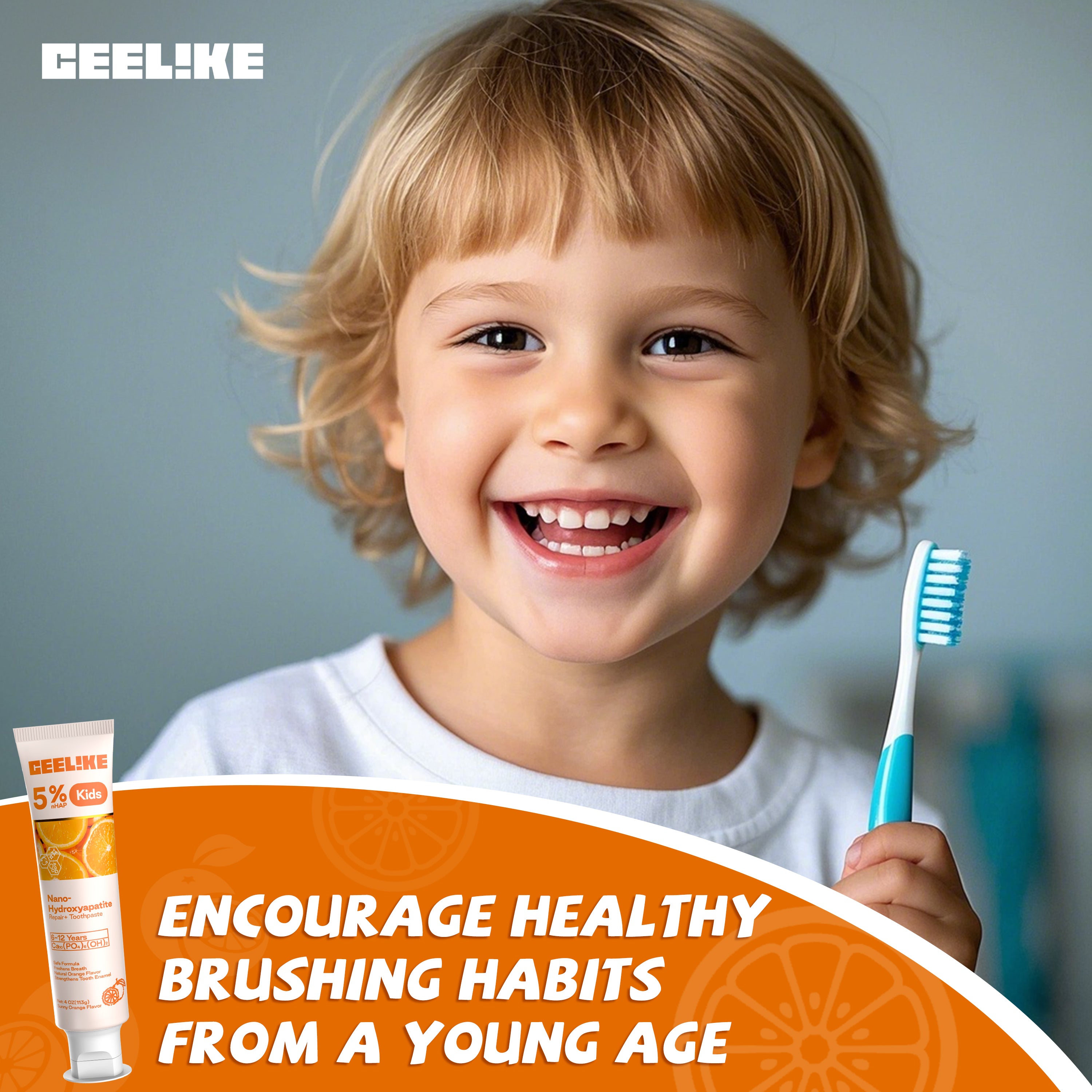 CEELIKE Radiant Smile Family Set – Adult &amp; Kids Hydroxyapatite Toothpaste + Free Orthodontic Brush