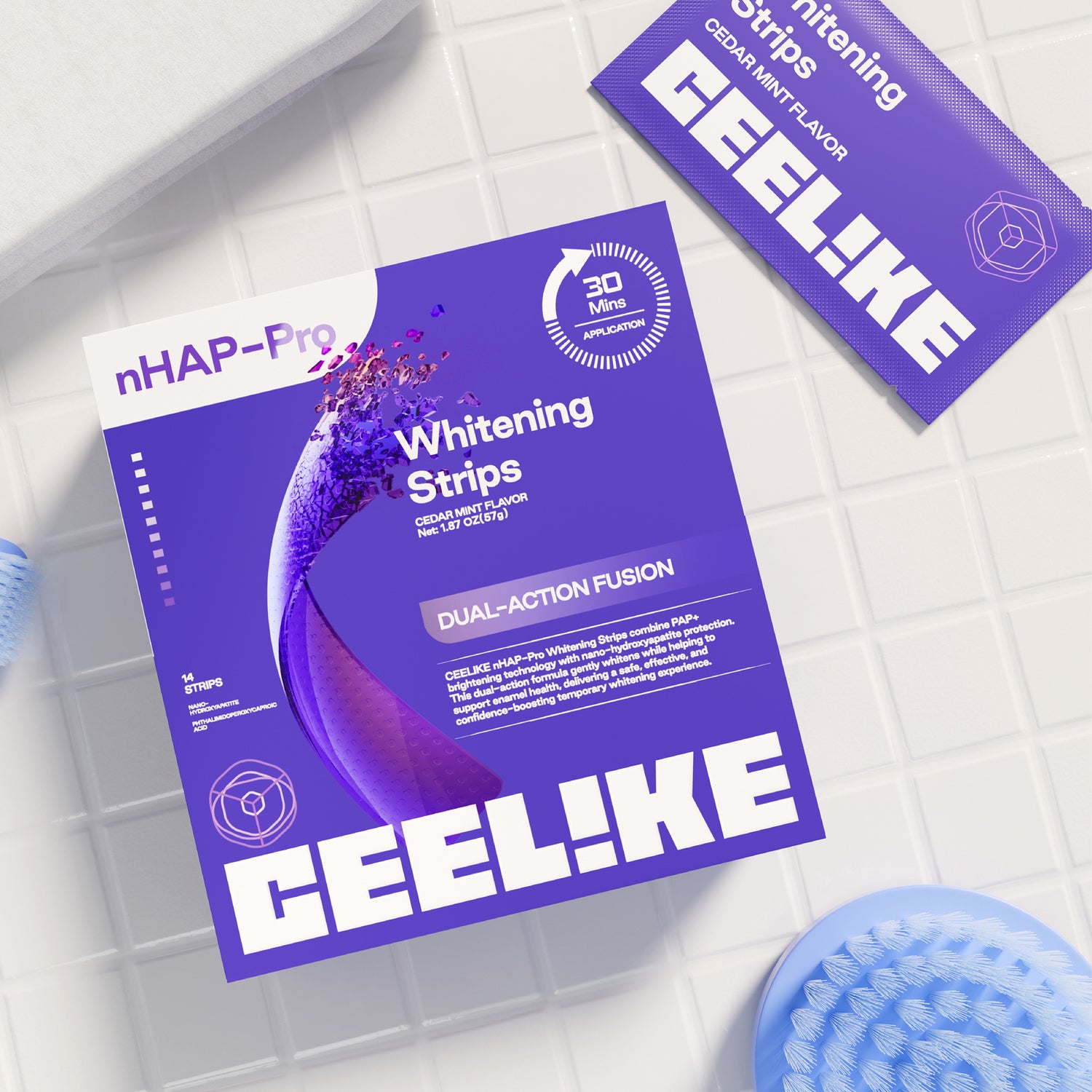 CEELIKE Hydroxyapatite Whitening Strips. Smooth. Clean. Visibly Refreshed.