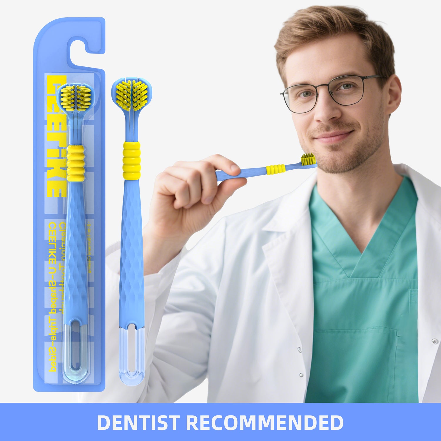 CEELIKE 3-Sided Soft Bristle Toothbrush – Complete Care
