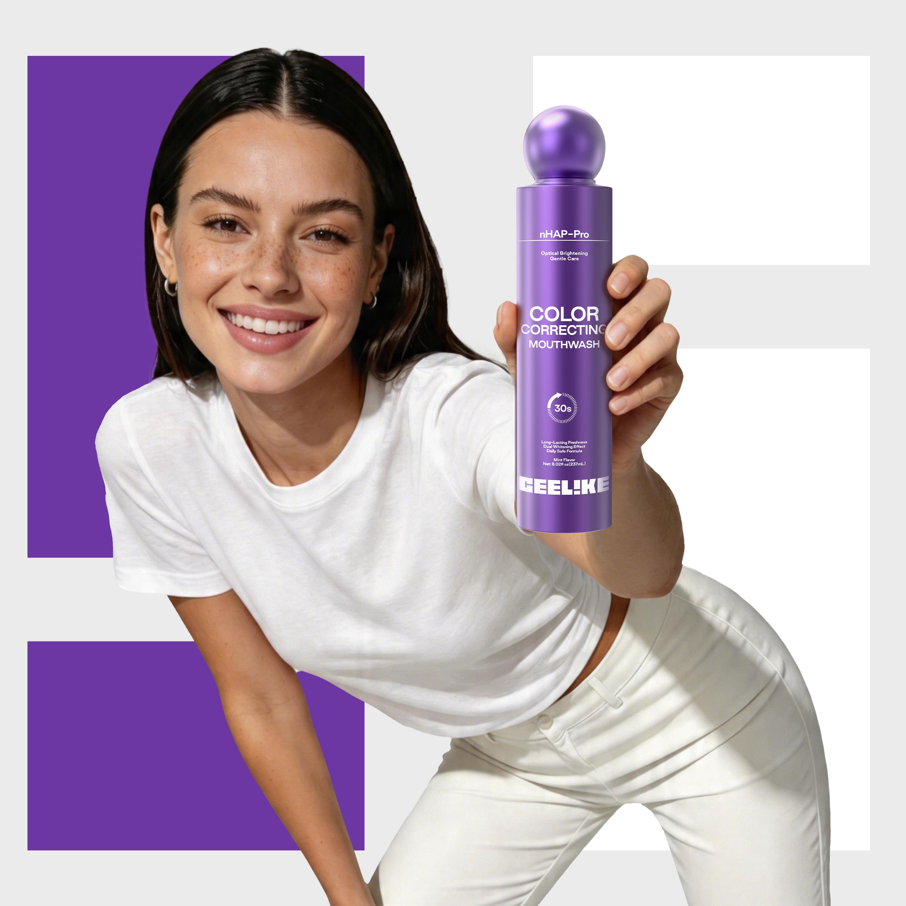 GEELIKE Purple Color Correcting Whitening Mouthwash