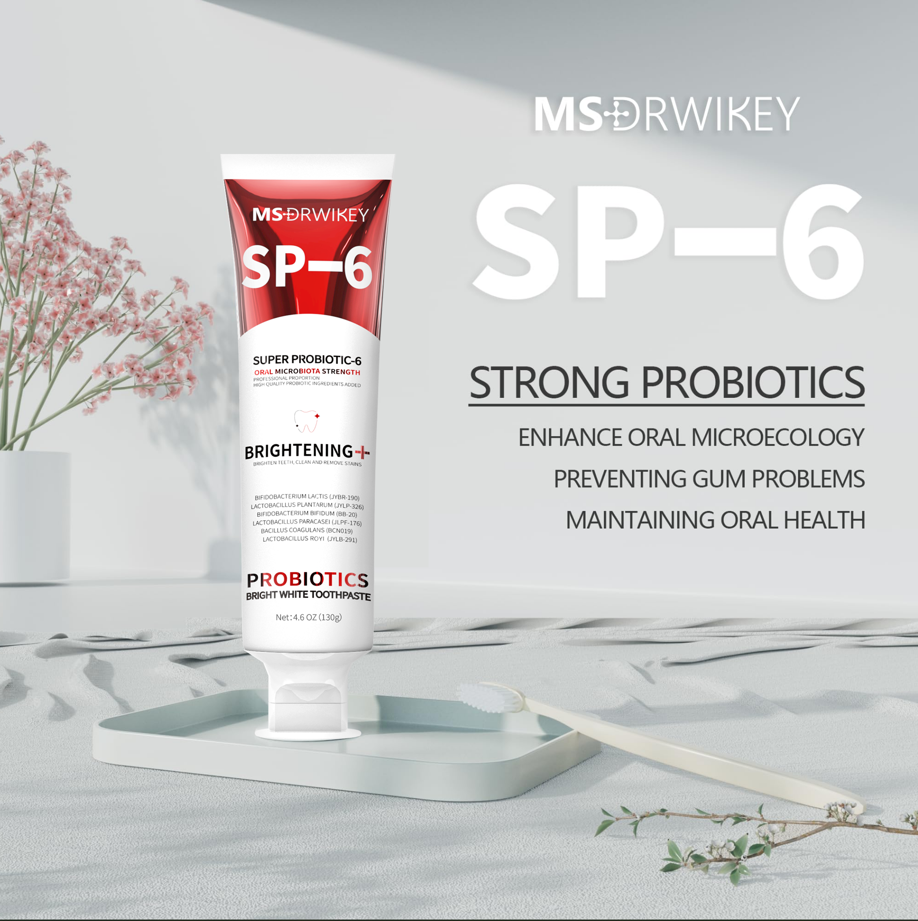 MSDRWIKEY SP-6 Whitening Toothpaste – Brighten Your Smile with the Power of 6 Probiotics
